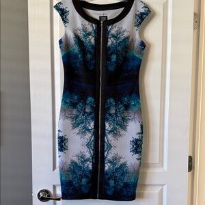 Jax Blue and Black Patterned Midi Dress